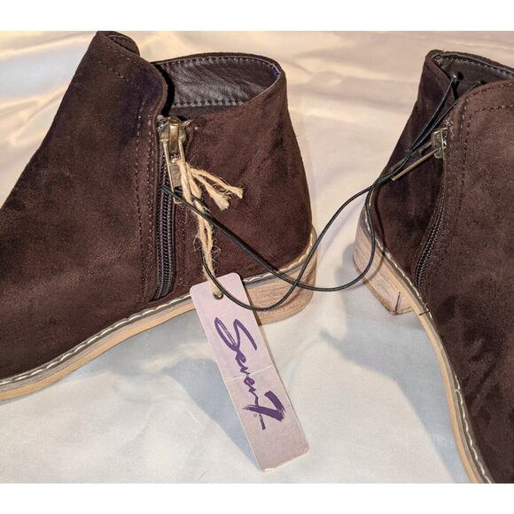 Seven 7 Women’s Cisco Kid Ankle Booties Chocolate Brown Vegan Leather Size 8 NWT - Picture 7 of 9
